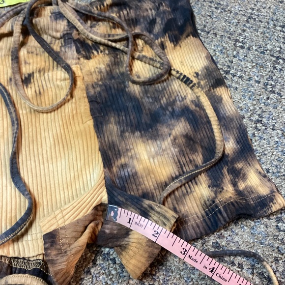 SHEIN Black Gold Yellow Tie Dye 2 Piece Short Tank Top Set * Size XS - Picture 8 of 10